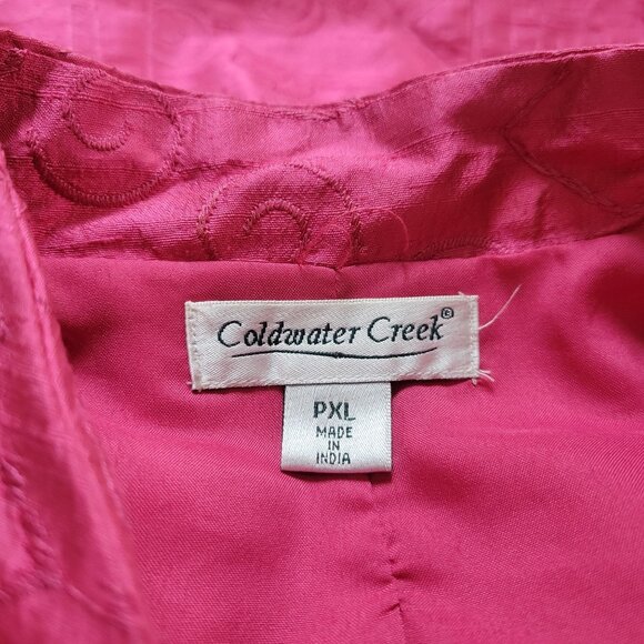 Coldwater Creek Womens PXL Pink Embrossed Silk Jacket - Picture 5 of 7